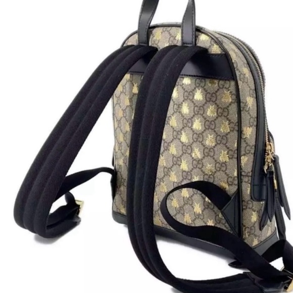 Gucci Beige and Brown Bee Pattern Backpack - Picture 5 of 14